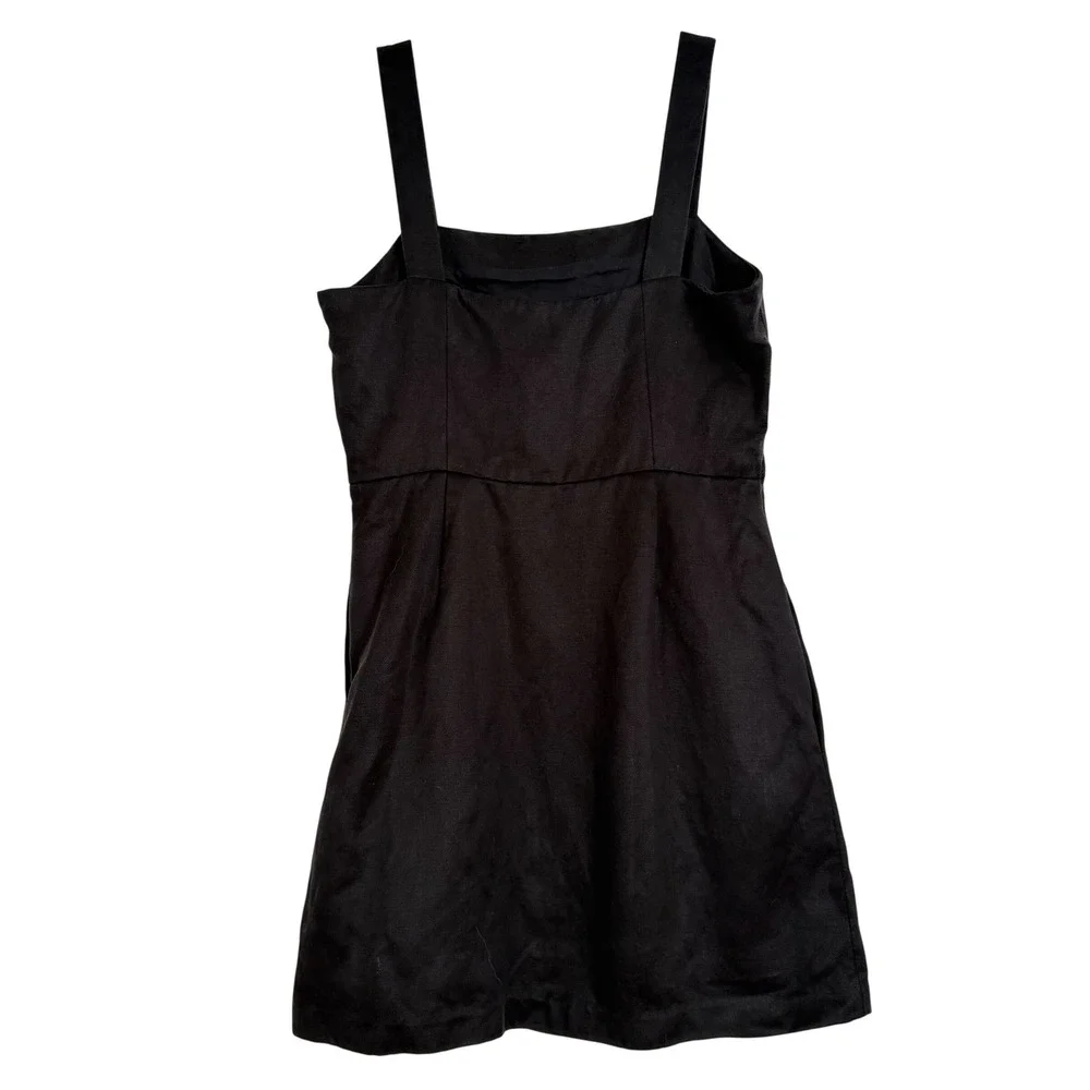 Aritzia Wilfred Rosemond Black Square Neck Mini Dress A-Line with Pockets Size 4 - Picture 5 of 10